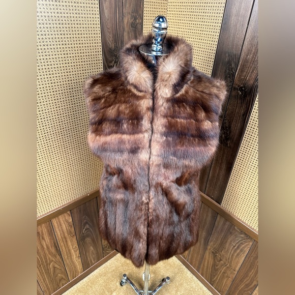 VINTAGE RUSSIAN SABLE FUR VEST JACKET COAT X-SMALL XS - Picture 2 of 10